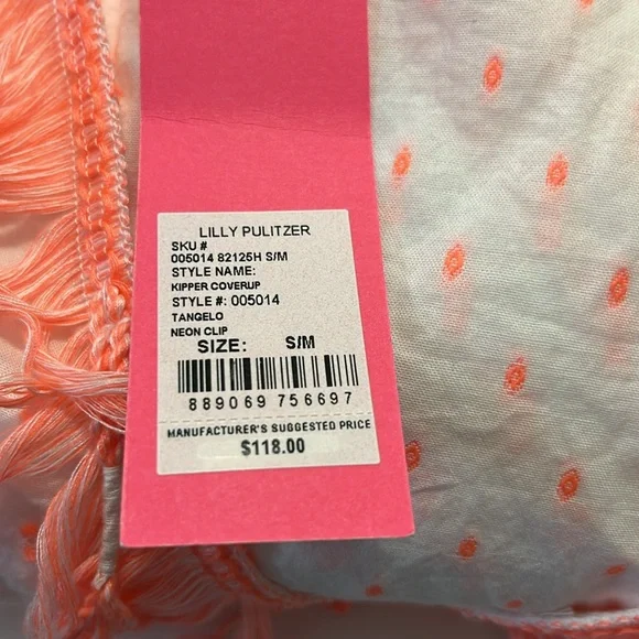 Lilly Pulitzer Coral and White Tassel Coverup - Picture 4 of 5
